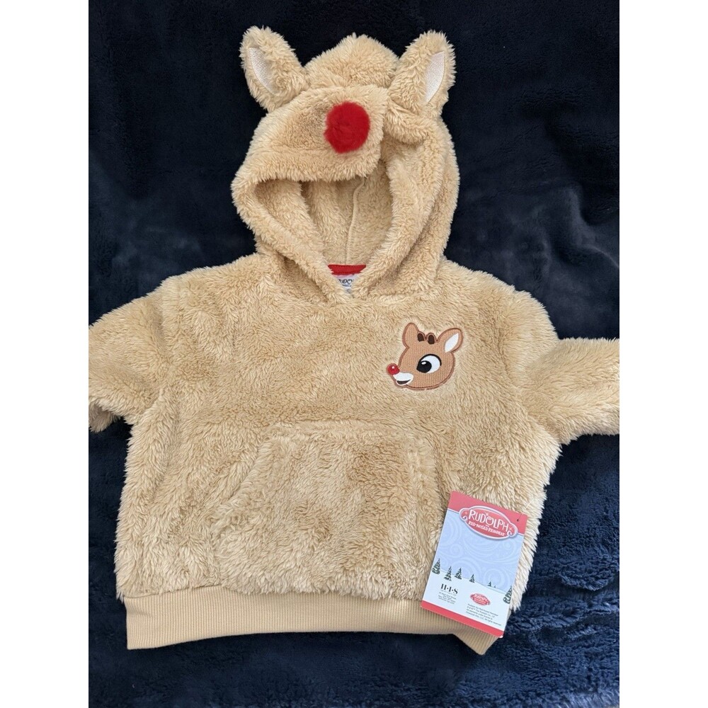NWT Rudolph the Red-Nosed Reindeer Baby Unisex Plush Cosplay Hoodie, Size 12M